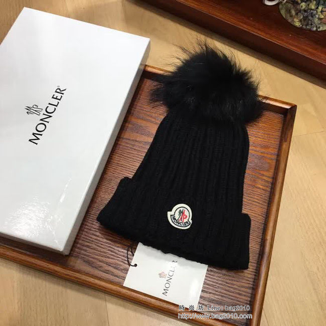 MONCIER蒙口 原單兔絨+羊絨配狐狸毛球百搭款帽子 情侶款 LLWJ8027